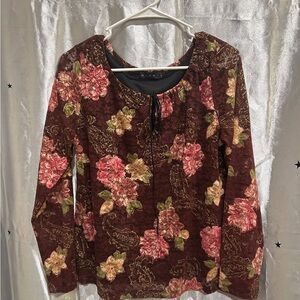 Ninety Burgundy Floral Lace Blouse